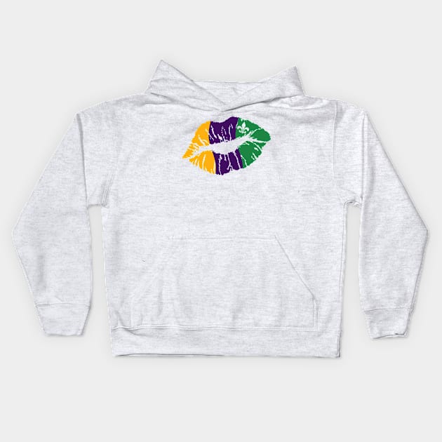 Mardi Gras Lips Kids Hoodie by mintipap